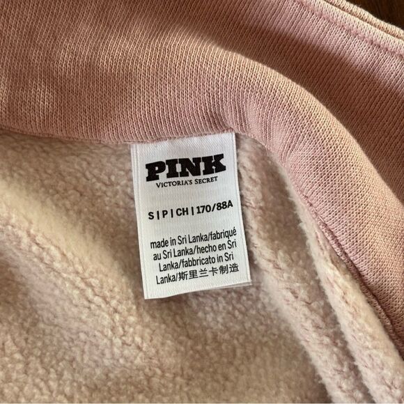 PINK Victoria's Secret Ivy Fleece Polo Sweatshirt, Wanna Be Pink, Small - Picture 9 of 11